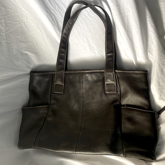 Michael Rome For M. Fine Dark Brown Genuine Leather Two Handle Tote - Picture 4 of 12
